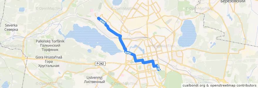 Mapa del recorrido Трамвай 10. ЦПКиО - 7 ключей de la línea  en городской округ Екатеринбург.