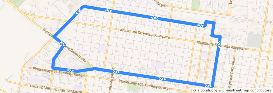 Mapa del recorrido Троллейбус №6: ул. Юннатов => Вокзал => ул. Юннатов de la línea  en городской округ Майкоп.