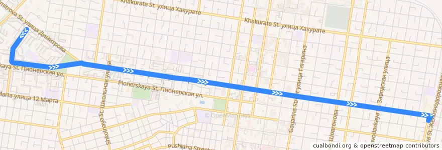 Mapa del recorrido Троллейбус №11: западный жилой район => Кондитерская фабрика de la línea  en городской округ Майкоп.