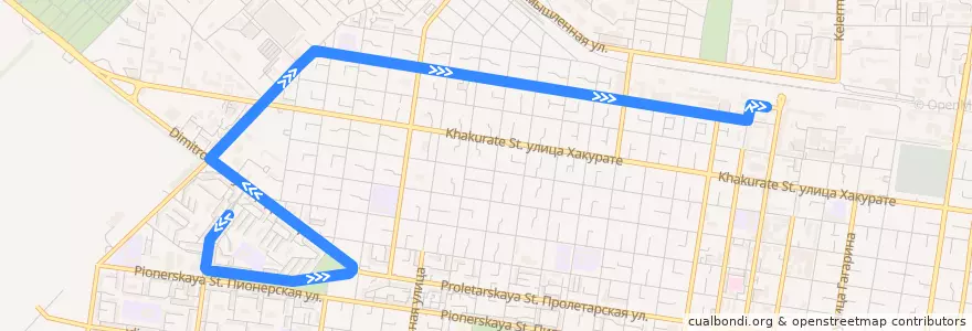 Mapa del recorrido Троллейбус №2к: Вокзал => западный жилой район de la línea  en городской округ Майкоп.