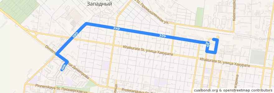 Mapa del recorrido Троллейбус №2к: западный жилой район => Вокзал de la línea  en городской округ Майкоп.