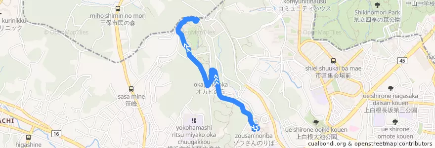 Mapa del recorrido ズッピ de la línea  en 旭区.