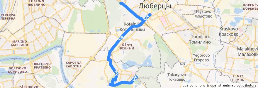 Mapa del recorrido Автобус 347: город Дзержинский => метро Котельники de la línea  en Moscow Oblast.