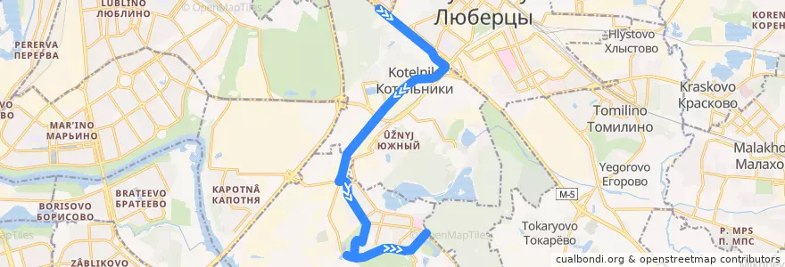 Mapa del recorrido Автобус 347: метро Котельники => город Дзержинский de la línea  en Moscow Oblast.