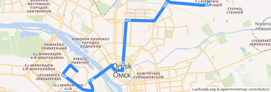 Mapa del recorrido Автобус №94 : Кирпичный завод №1 - Крупской de la línea  en городской округ Омск.