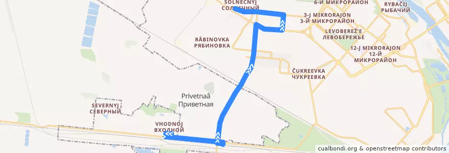 Mapa del recorrido Автобус №37 : микрорайон Входной - пос. Солнечный de la línea  en городской округ Омск.