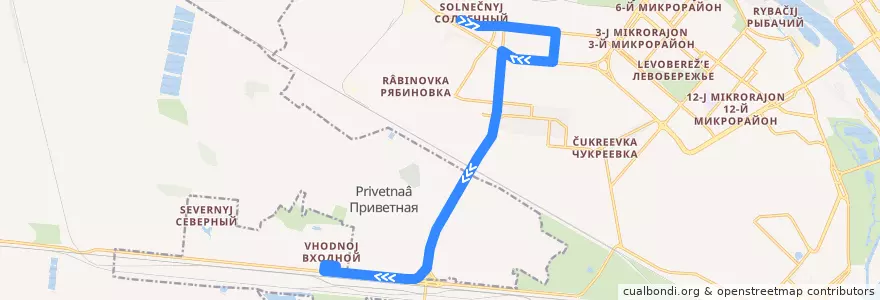 Mapa del recorrido Автобус №37 : пос. Солнечный - микрорайон Входной de la línea  en городской округ Омск.