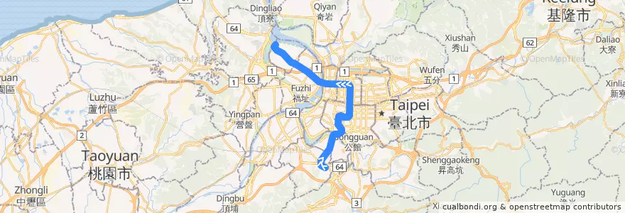 Mapa del recorrido 台北捷運中和新蘆線(蘆洲逆向) de la línea  en 신베이 시.