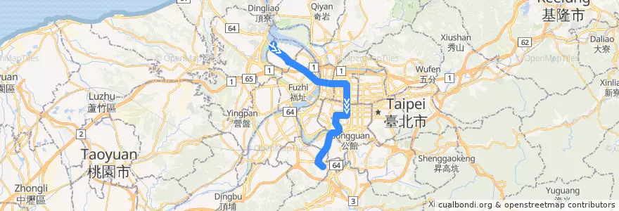 Mapa del recorrido 台北捷運中和新蘆線(蘆洲順向) de la línea  en 신베이 시.
