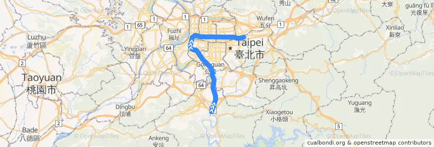 Mapa del recorrido 台北捷運松山新店線(逆向) de la línea  en 신베이 시.