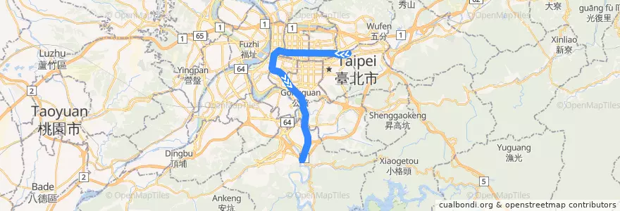 Mapa del recorrido 台北捷運松山新店線(順向) de la línea  en 新北市.