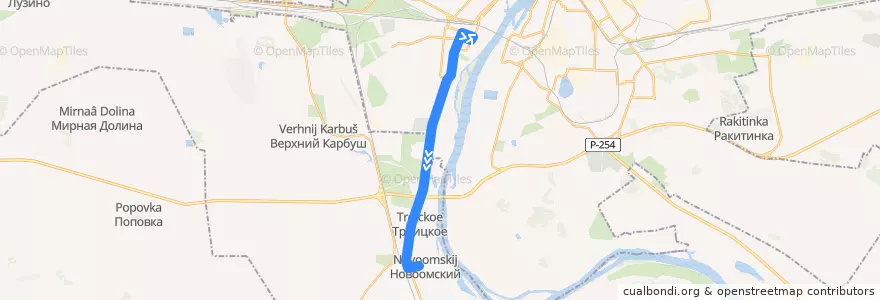Mapa del recorrido Автобус №36к : Кировский исполком - пос. Новоомский de la línea  en Омский район.