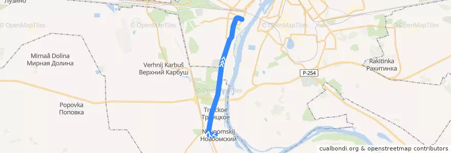 Mapa del recorrido Автобус №36к : пос. Новоомский - Кировский исполком de la línea  en Омский район.