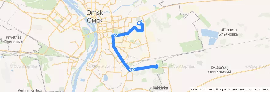 Mapa del recorrido Автобус №26 : пос. Чкаловский - пос. Булатова de la línea  en городской округ Омск.