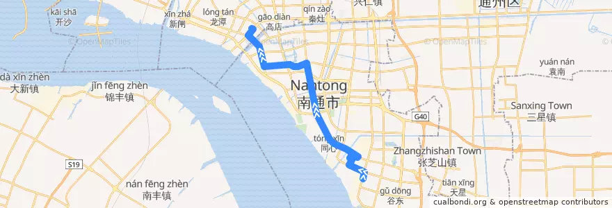 Mapa del recorrido 13路: 新开 => 黄海路江海大道口 de la línea  en 崇川区.