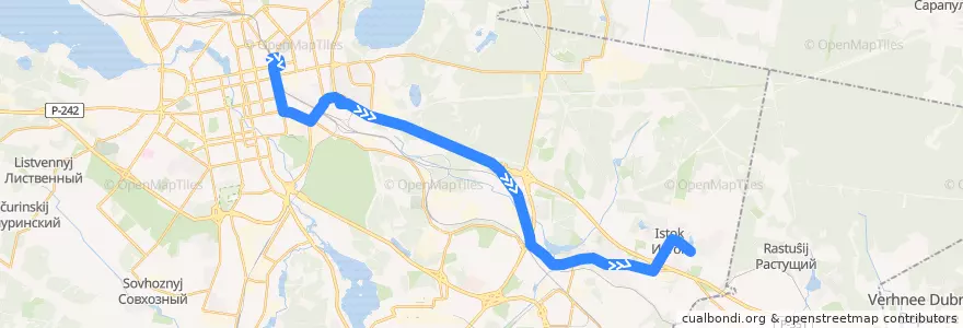 Mapa del recorrido Автобус 45: Автостанция Восточная - Поселок Исток de la línea  en городской округ Екатеринбург.