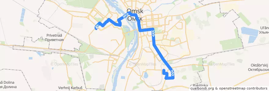 Mapa del recorrido Автобус №95 : СТЦ Мега - Рынок Южный de la línea  en городской округ Омск.