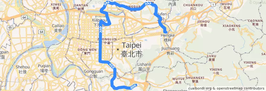 Mapa del recorrido 捷運文湖線(逆向) de la línea  en 台北市.