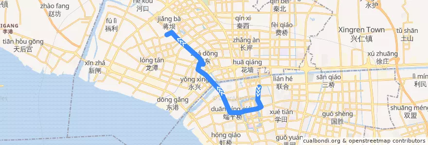 Mapa del recorrido 101路: 友谊家园 => 唐家闸东 de la línea  en Nantong City.