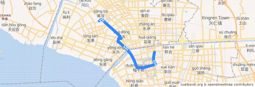 Mapa del recorrido 101路: 唐家闸东 => 友谊家园 de la línea  en 南通市.