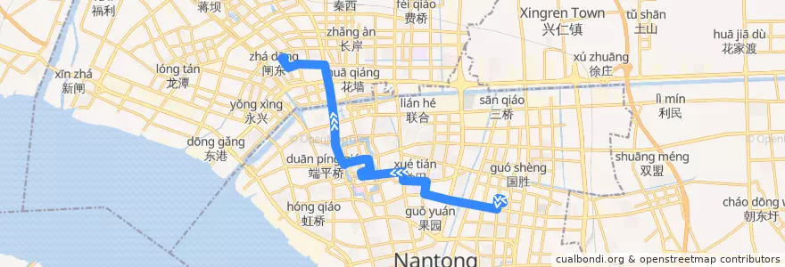 Mapa del recorrido 51路: 东站公交回车场 => 和谐汇景新苑南 de la línea  en 南通市.