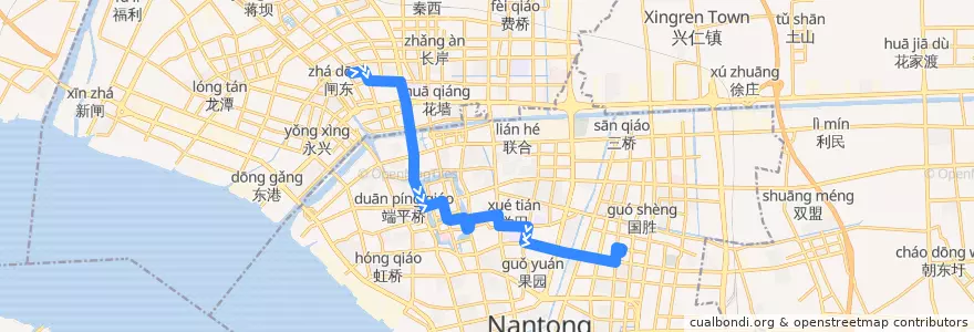 Mapa del recorrido 51路: 和谐汇景新苑南 => 东站公交回车场 de la línea  en 南通市.