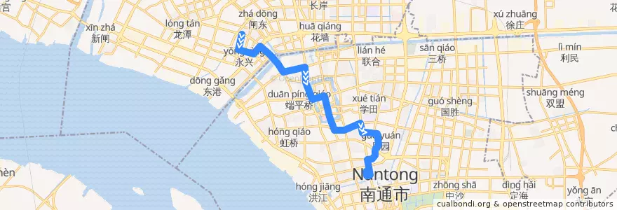 Mapa del recorrido 53路: 永兴佳园 => 政务中心西 de la línea  en 南通市.