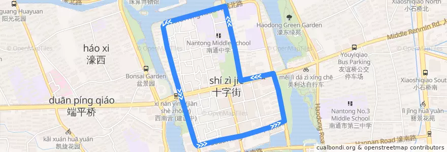 Mapa del recorrido 26路: 环西文化广场 => 环西文化广场 de la línea  en 和平桥街道.