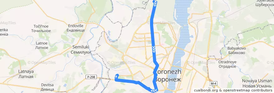 Mapa del recorrido Автобус №80: Студ. городок - Перхоровича de la línea  en городской округ Воронеж.