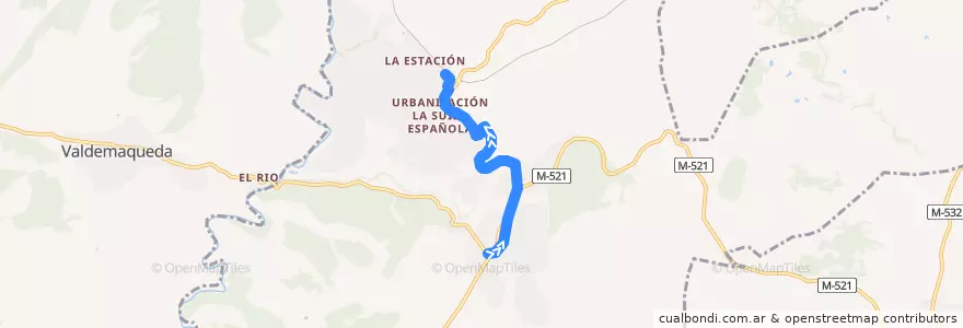 Mapa del recorrido Bus 640A: Robledo de Chavela → Robledo de Chavela FFCC de la línea  en Robledo de Chavela.