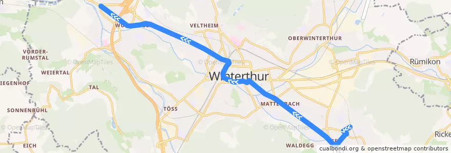 Mapa del recorrido Bus 2: Seen → Wülflingen de la línea  en Winterthur.