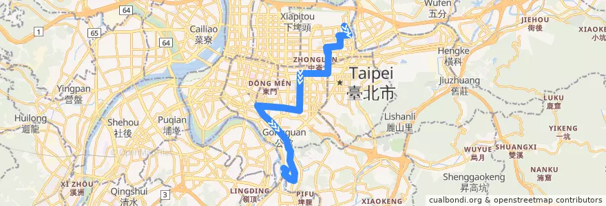 Mapa del recorrido 臺北市 278區 景美捷運站-民生社區 (返程) de la línea  en 臺北市.
