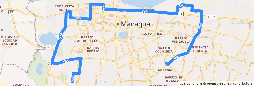 Mapa del recorrido Ruta 123: San Judas -> Mercado Roberto Huembes de la línea  en Managua (Municipio).