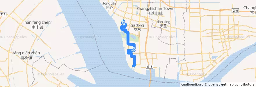 Mapa del recorrido 49路: 新开 => 通常汽渡 de la línea  en 崇川区.