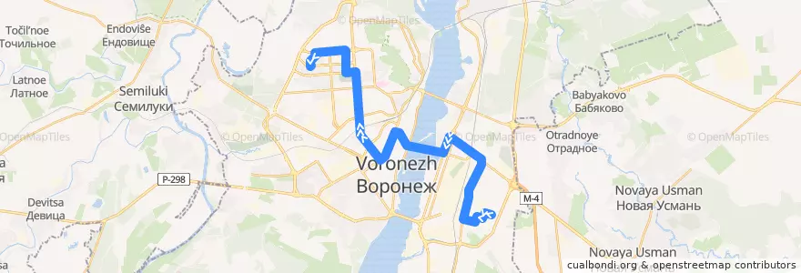 Mapa del recorrido Автобус №41: Институт - Владимира Невского de la línea  en Voronezh.