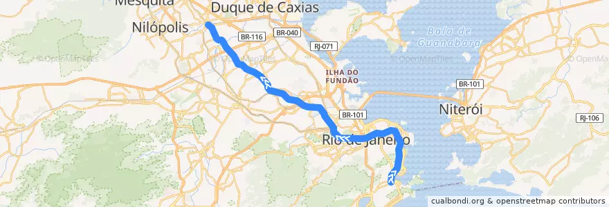 Mapa del recorrido Metrô Linha 2: Botafogo → Pavuna de la línea  en 리우데자네이루.