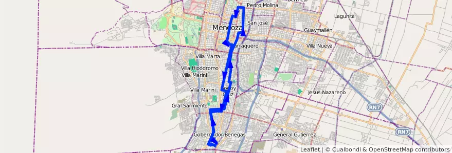 Mapa del recorrido 43 - Palmares - Italia - Palmares de la línea G04 en メンドーサ州.