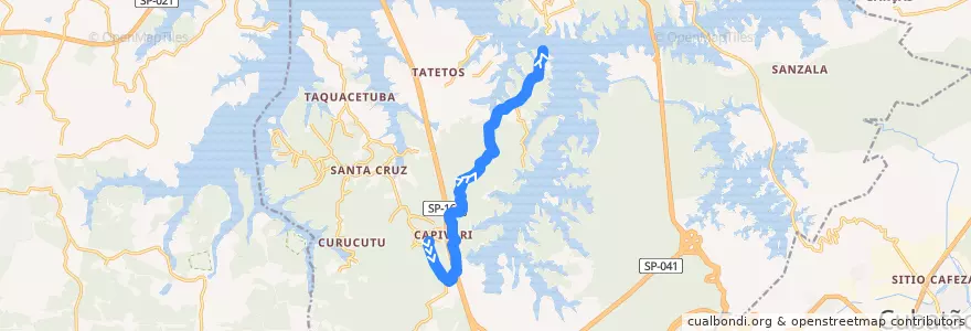Mapa del recorrido 45: BALSA / PORTO DE AREIA - ESTRADA DO MATARAZZO de la línea  en São Bernardo do Campo.
