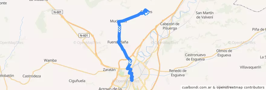Mapa del recorrido Valladolid - Cigales de la línea  en Valladolid.