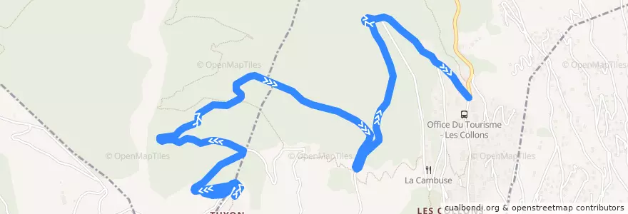 Mapa del recorrido Trajet de bus Sion - Thyon 2000 de la línea  en Vex.