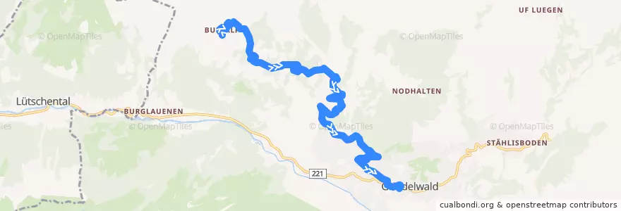 Mapa del recorrido Grindelwald => Bussalp de la línea  en Grindelwald.