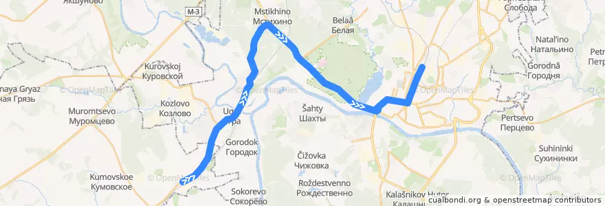 Mapa del recorrido Автобус №143 "Бабынино - Воротынск - Калуга (через Кромино)" de la línea  en городской округ Калуга.