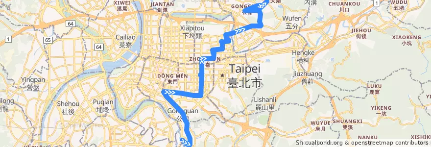 Mapa del recorrido 臺北市 278 景美捷運站-捷運內湖站 不經三總 (往程) de la línea  en تایپه.
