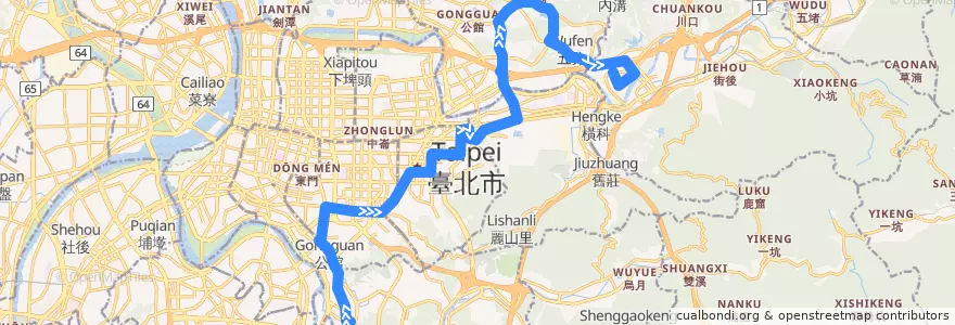 Mapa del recorrido 臺北市 284 汐止社后-捷運景美站 不經三總 (返程) de la línea  en تایپه.