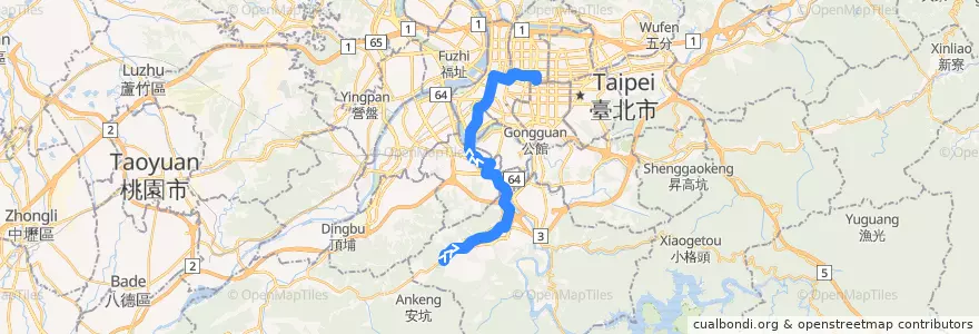 Mapa del recorrido 臺北市 202區 錦鏽-臺北科技大學 (往程) de la línea  en Nuevo Taipéi.