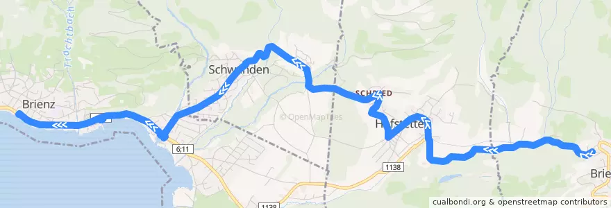 Mapa del recorrido Bus 151: Brienzwiler Banholzfluh => Brienz Rössliplatz de la línea  en Verwaltungskreis Interlaken-Oberhasli.