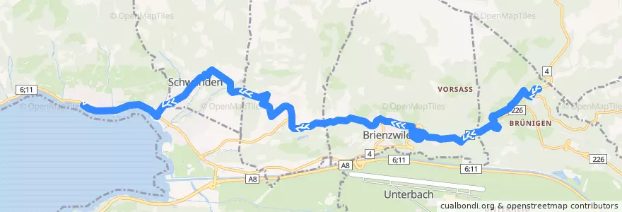 Mapa del recorrido Bus 151: Brünig => Brienz (Winter) de la línea  en Verwaltungskreis Interlaken-Oberhasli.