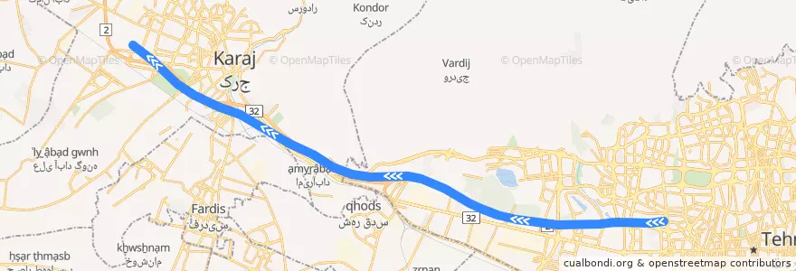Mapa del recorrido خط ۸ de la línea  en 伊朗.