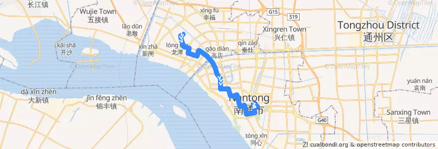 Mapa del recorrido 72路: 西洋桥 => 妇幼保健院 de la línea  en 南通市.