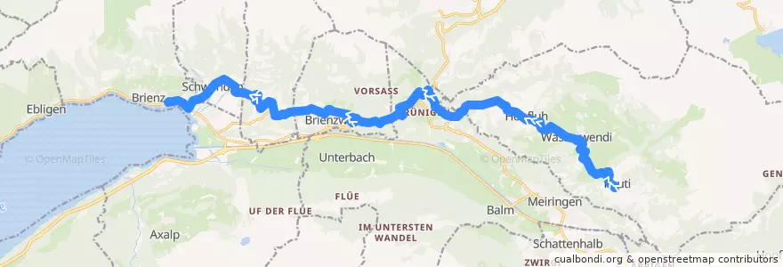Mapa del recorrido Bus 151: Brienz => Hasliberg (Skibus) de la línea  en Verwaltungskreis Interlaken-Oberhasli.